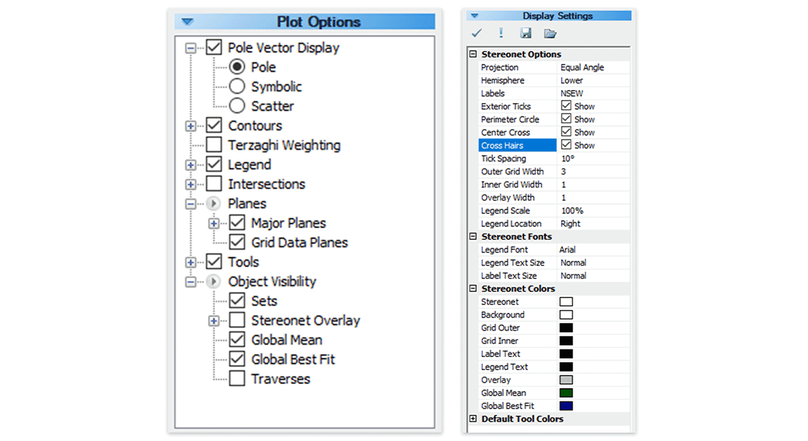 whats new Dips 2D stereonets view templates